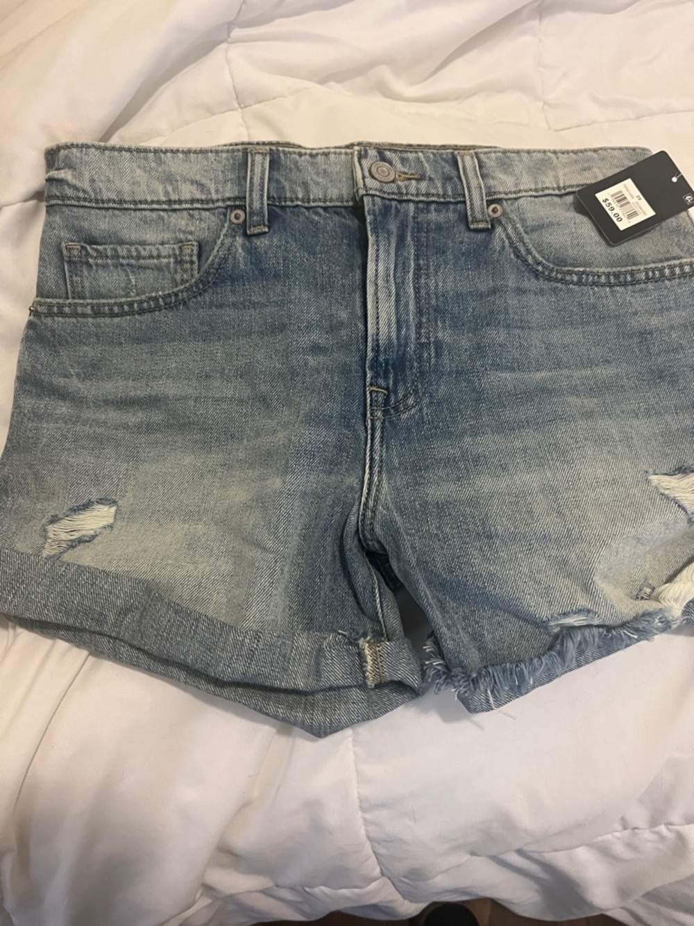 Lucky Brand Washed Blue Distressed Denim Cutoff Shorts